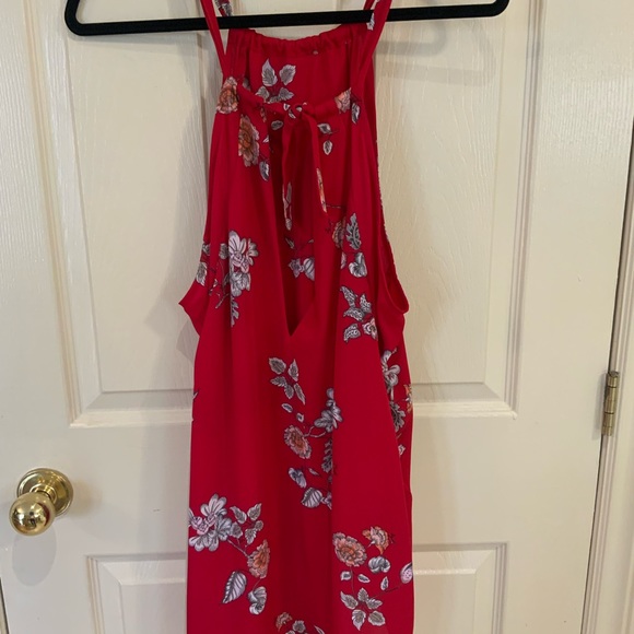 Red Print Open Shoulder Top - Picture 2 of 3